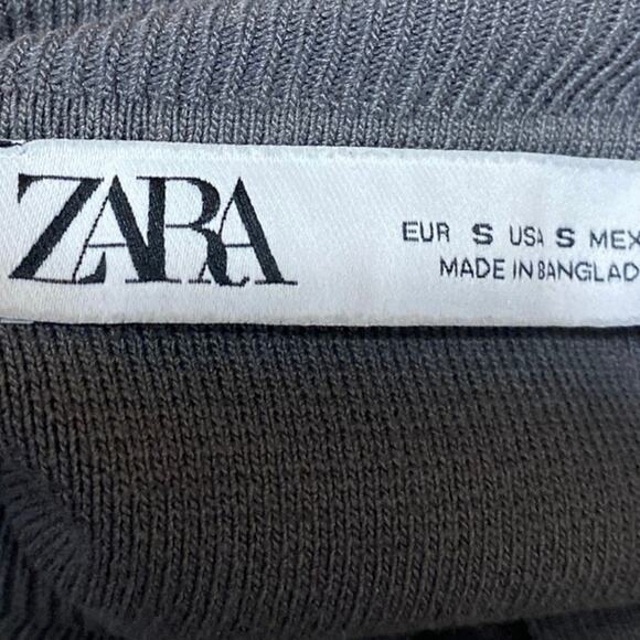 Zara Gray Knit Sleeveless Racerback Turtleneck Stretch Crop Sweater Tank Top S - Picture 3 of 4